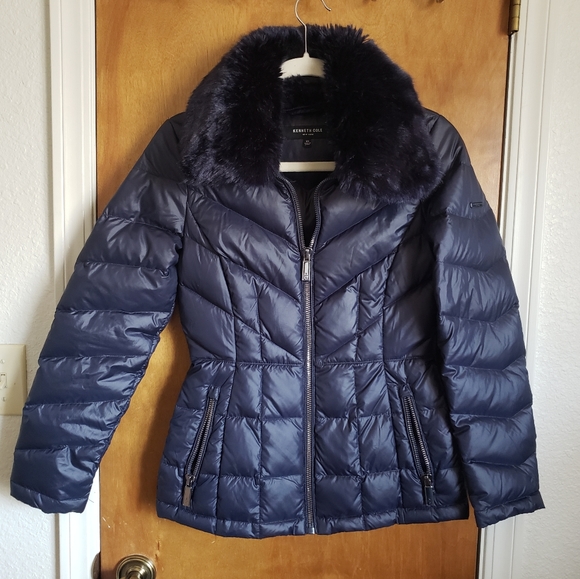 NWOT KENNETH COLE NY DOWN& FEATHERS Puffer JACKET w faux fur collar - Picture 3 of 15